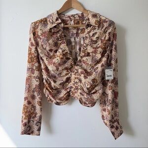 Free People I Got You Floral Crop Top Blouse NWT Women’s Medium MSRP $98